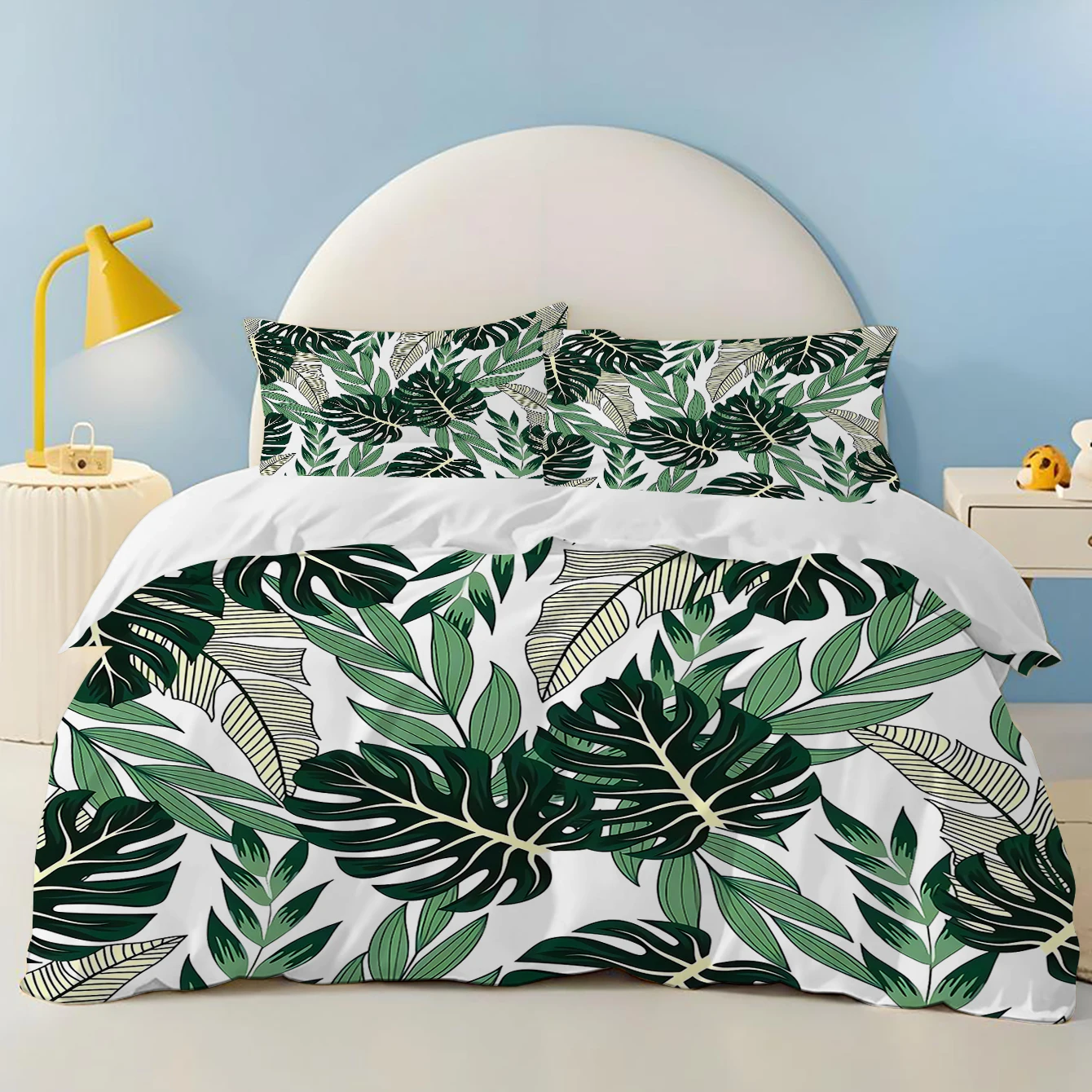 

Green plants, flamingos Anime Bedding Set Duvet CoverPolyester Suitable For Children And Adults 3-Piece Set