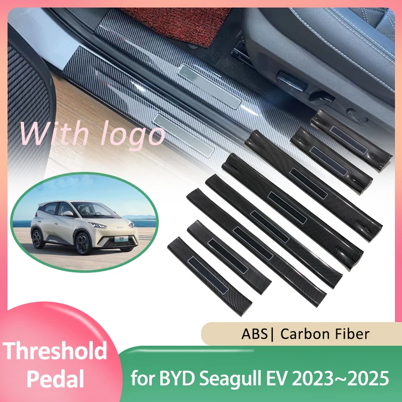 Car Door Sill Scuff Plate for BYD Seagull EV 2023~2025 2024 ABS Welcome Pedal Threshold Guards Cover Sticker Decals Accessories