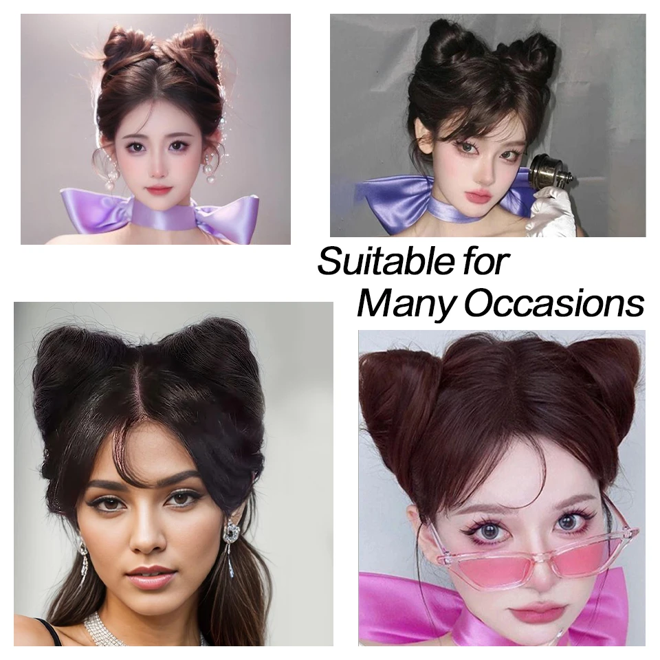 Synthetic Cat Ear Wig Bag Wig Women's Bun To Increase Hair Volume Fluffy Croissant Clip-on Newly Upgraded Ball Head