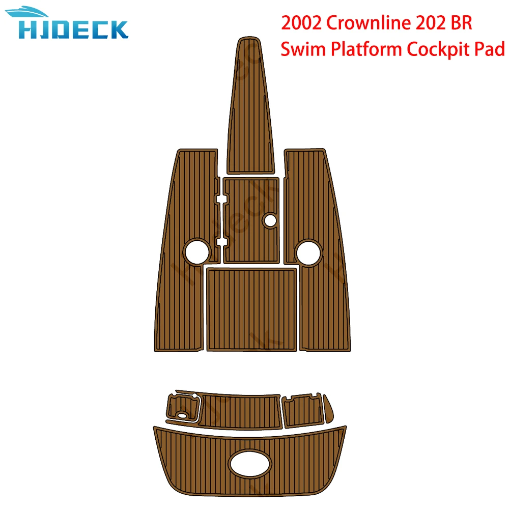 

Hjdeck Boat Accessories Pad Compatible With 2002 Crownline 202 BR Swim Platform Cockpit Boat EVA Faux Teak Decking Floor Mat