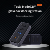 Docking Station USB Hub 4-in-1 for Tesla Model 3 Model Y Glovebox for Dashcam Flash Drive Charger Data Transfer Games Music