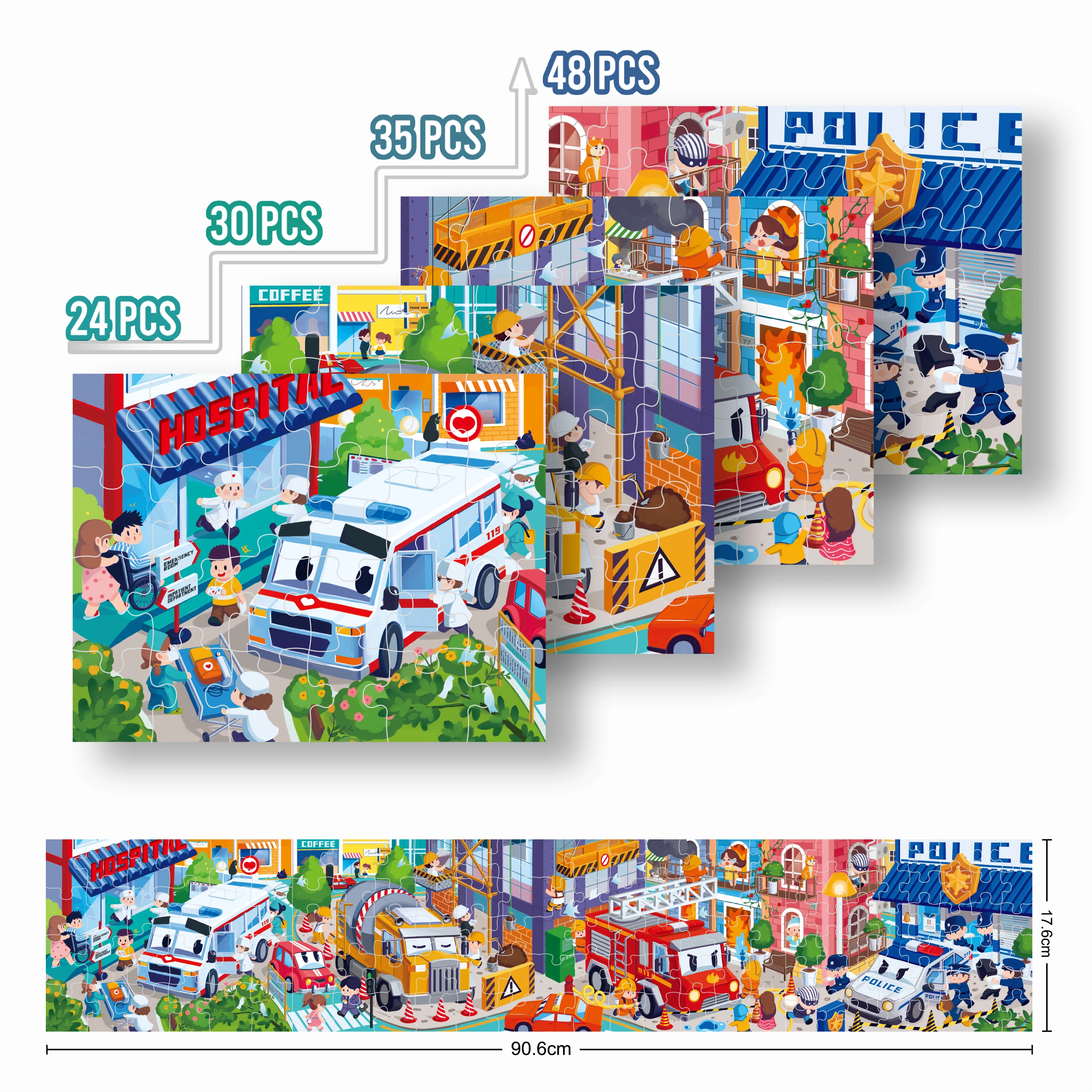 

24/30/35/48PCS/Set City Traffic Series Cartoon Jigsaw Puzzle Mini Art Puzzle Gift Educational Family Toy for Kids and Adults