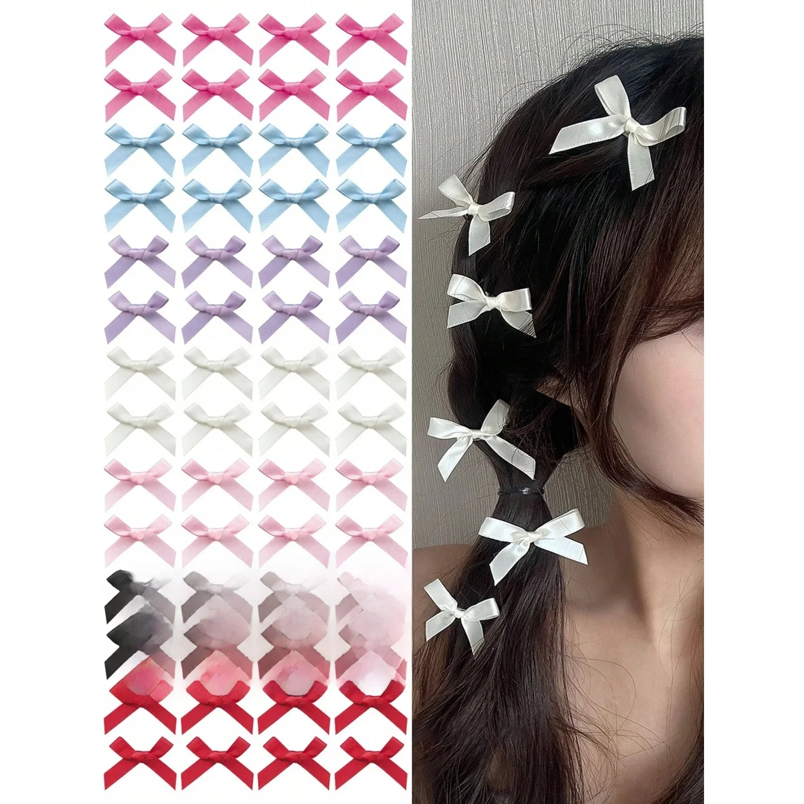 Pince à cheveux avec ruban multicolore de 4cm, 7 à 56 pièces, Style Ballet, pince à bec de canard doux, Clip latéral, Dopamine, tressage de cheveux, couvre-chef