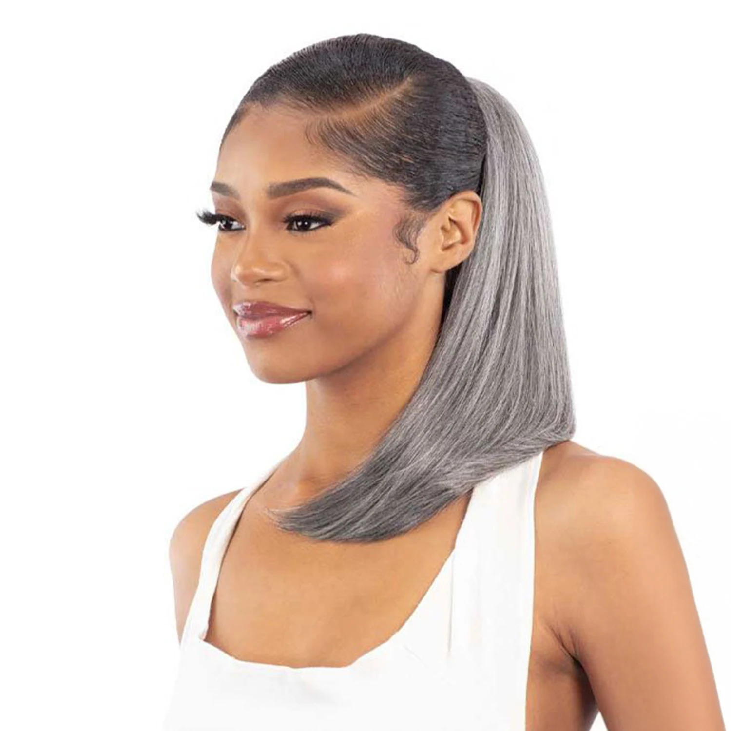 Milky Way Que Human Hair Blend Drawstring Ponytail Q-Straight 14 inci