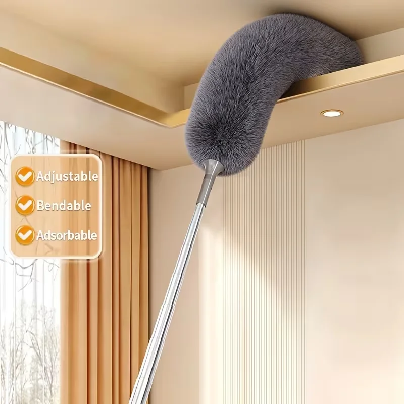 Verstellbare Teleskopstange 247/285 cm & Biegbarer Mikrofaser-Staubwedel - Waschbares, Wiederverwendbares Reinigungswerkzeug für Hohe Decken, Möbel