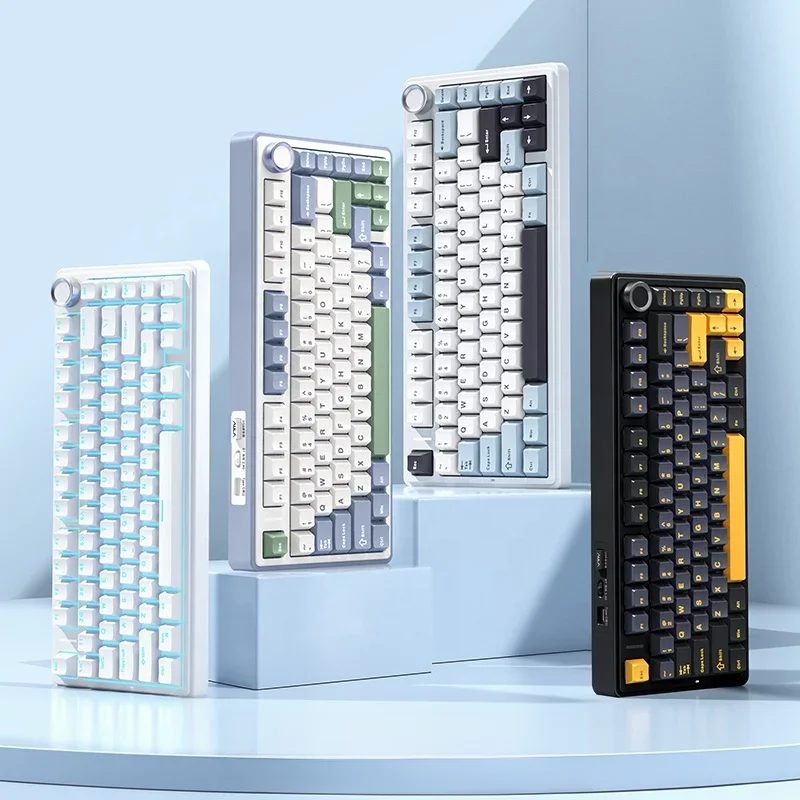 AULA F75 2.4G Teclado mecânico para jogos sem fio/Bluetooth/com fio RGB personalizado 75% layout OEM