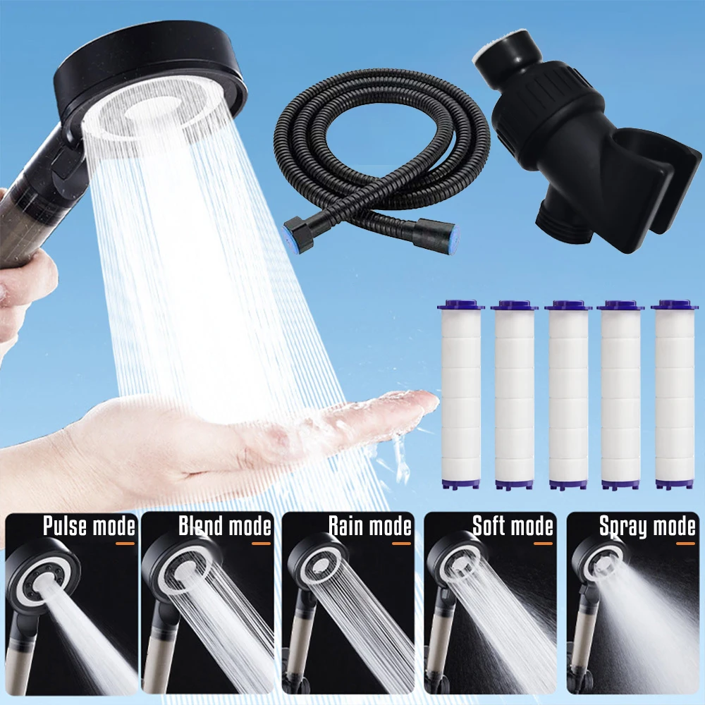 

New 5 Modes Water Saving Nozzle Powerful Pressurized Spa Shower Faucet High Pressure Shower Head with Filter Bathroom Accessorie