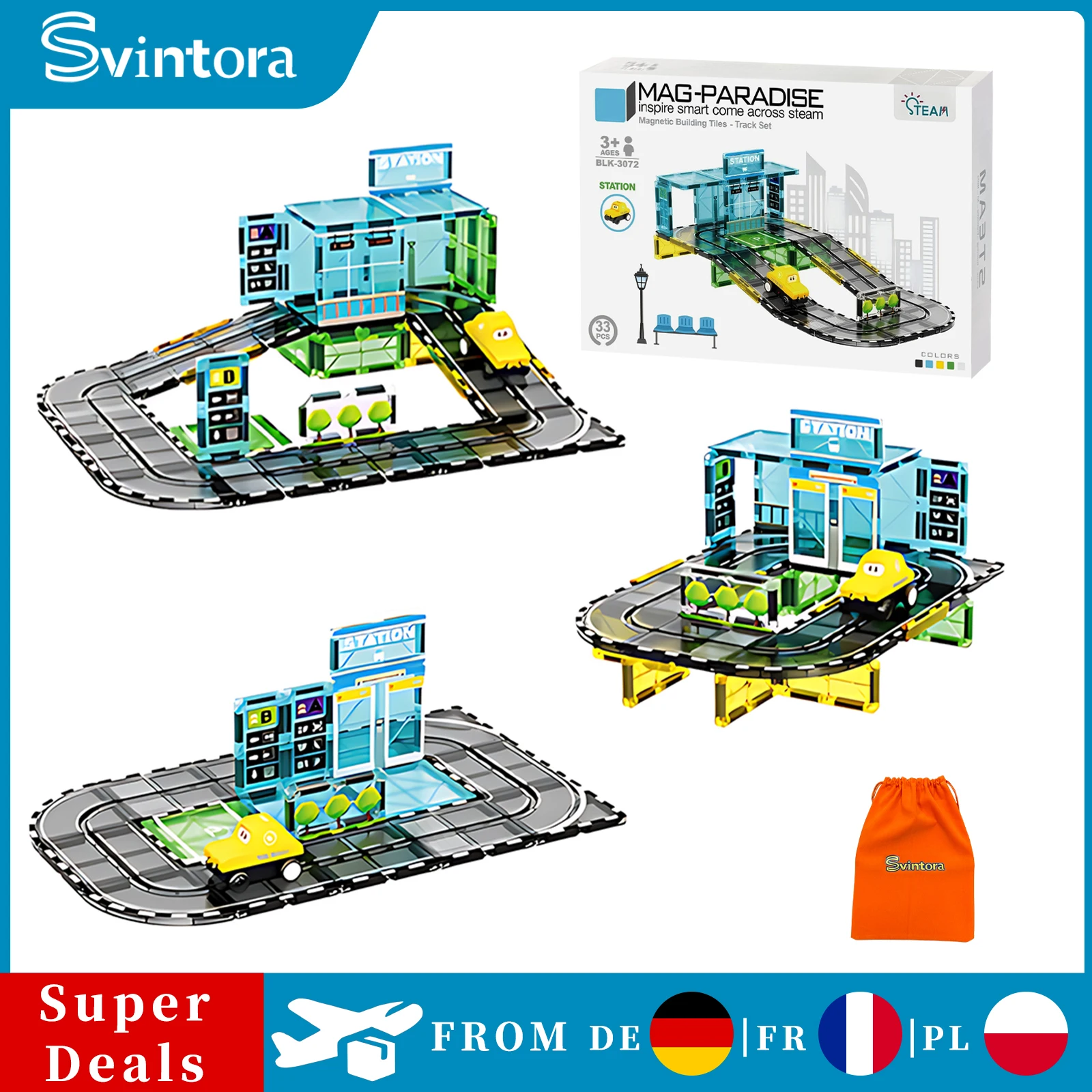 Magnetische Bausteine für Kinder, STEM Magnetische Konstruktionsblöcke, Montessori-Spielzeug für Kleinkinder Vorschul-Lernspielzeug für 3+ Jahre