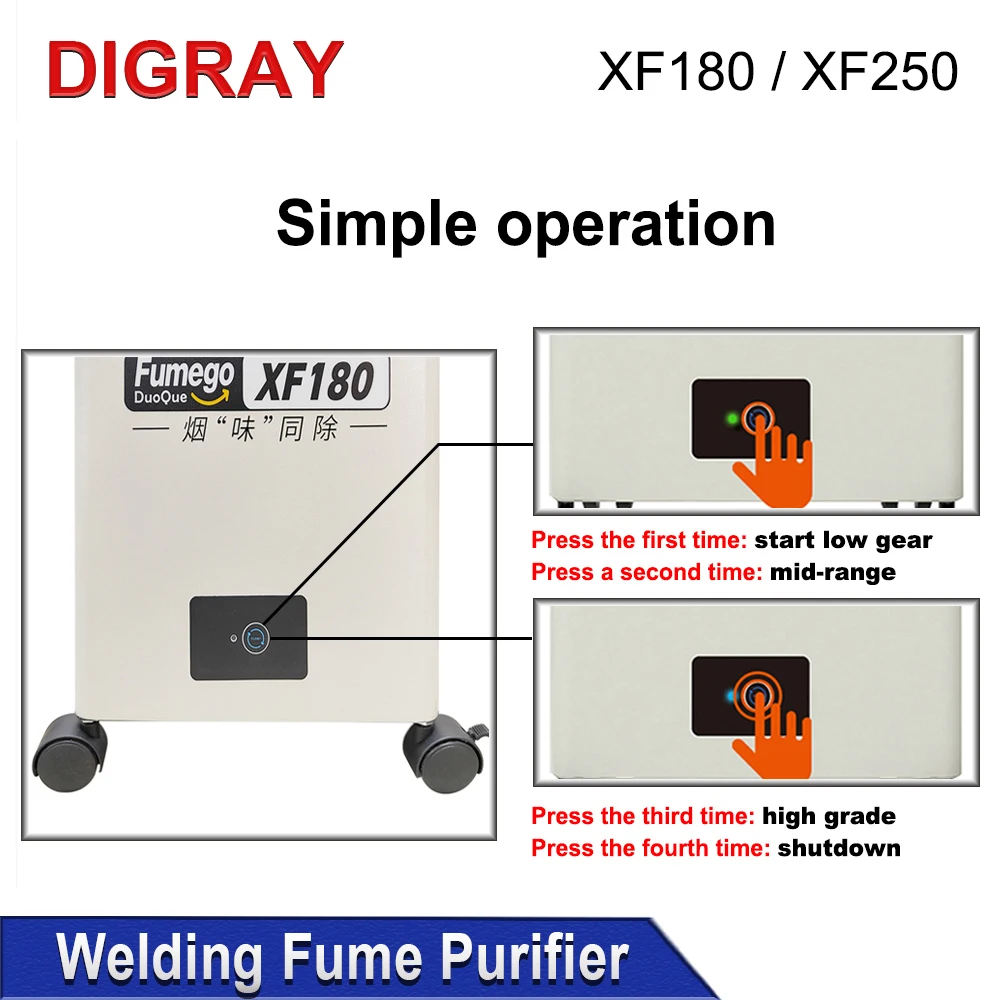 DIGRAY XF180 Laser Fume Extractor Soldering Smoke Fume Absorber Purifier HEPA Dust Collector for Nail Salon,Beauty Dust Absorbin