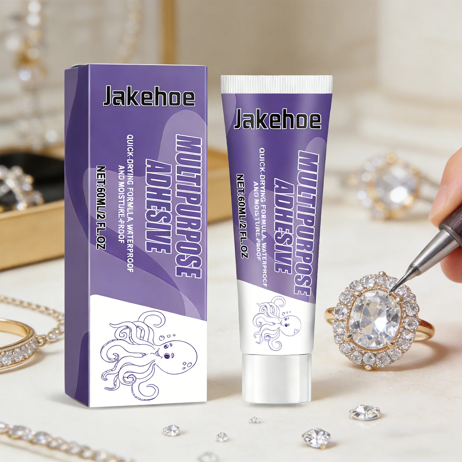 

Клей универсальный JAKEHOE 60 мл, прочное сцепление, широкое применение, прост в использовании, быстрое отверждение, формула с низким содержанием запаха