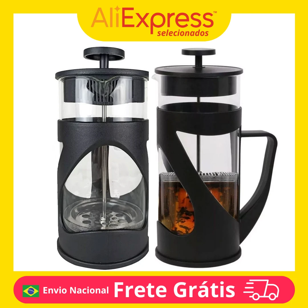 Cafeteira Prensa Francesa, Vidro 800ml, Café, Chá, Manual, Filtro Inox, Cozinha, Portátil, Resistente, Elegante, Fácil de Usar