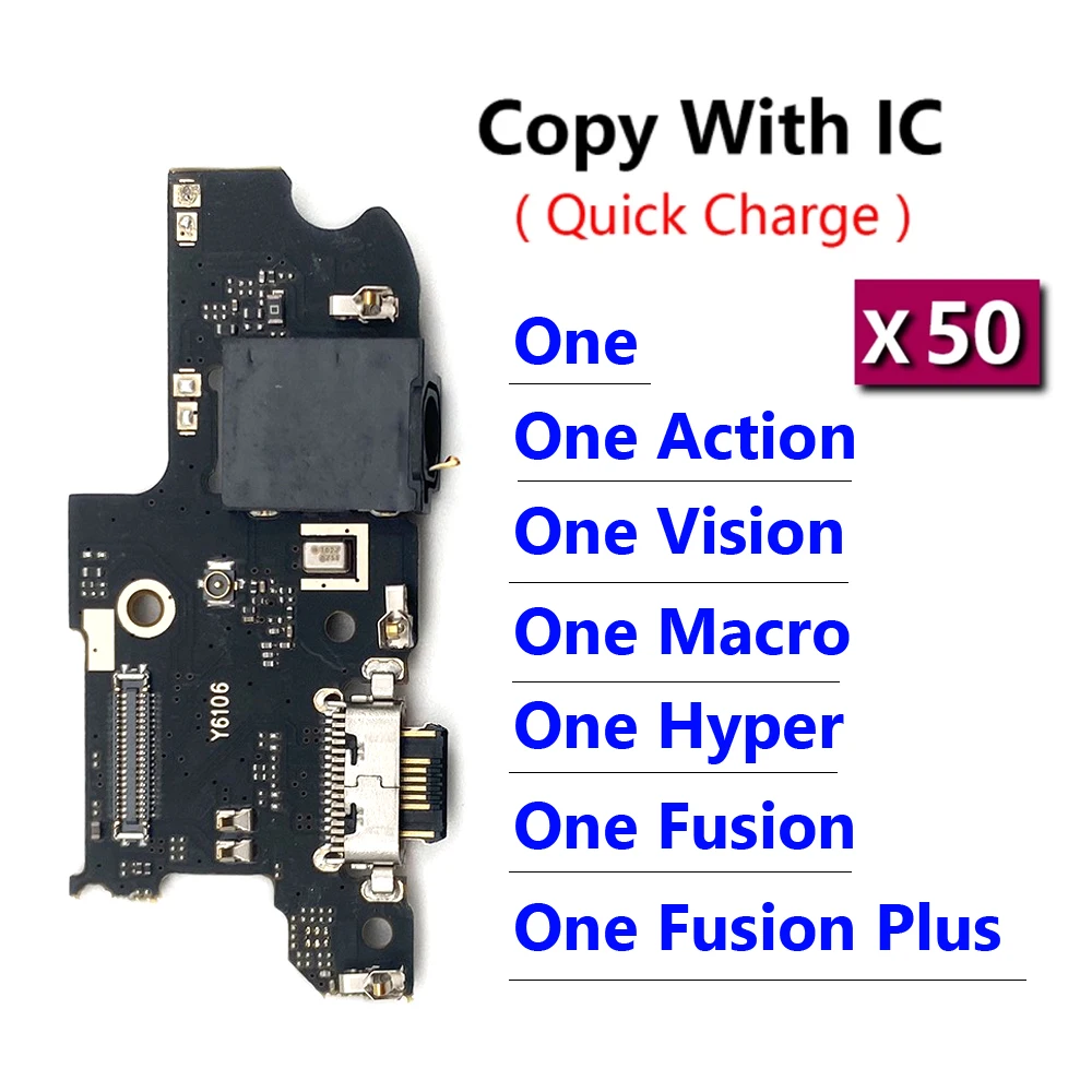 

50Pcs USB Charging Port Microphone Dock Connector Board Flex Cable For Motorola Moto One Hyper Macro Fusion Plus Action Vision