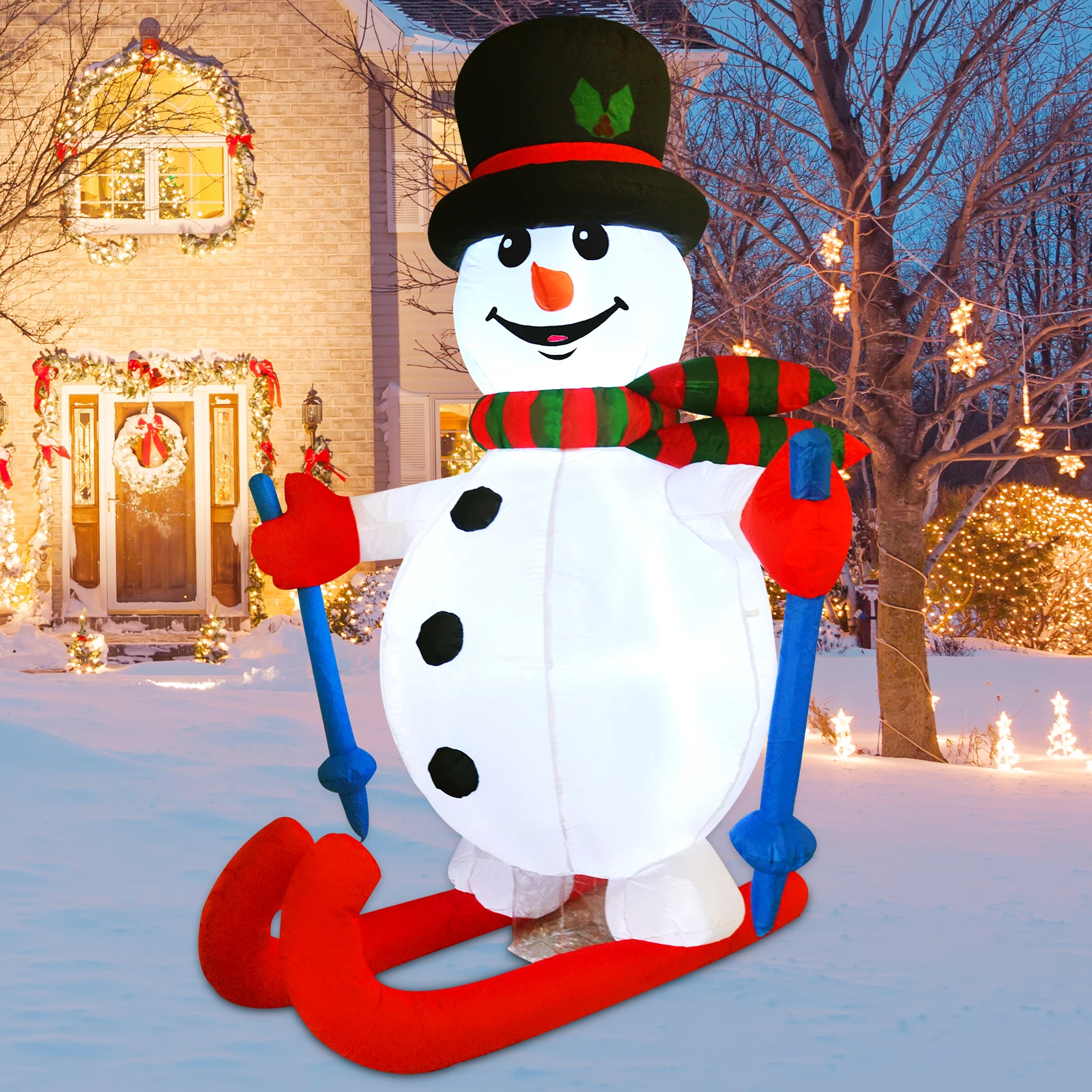 

GOOSH 6 FT Christmas Inflatables Snowman Outdoor Decorations Blow Up Yard Ski Snow Man with Built-in LEDs for Xmas Party Garden