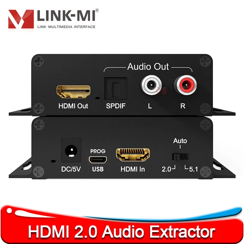 

HDMI 2.0 Audio Extractor 4K@60Hz Extract digital HDMI audio signal to analog stereo 5.1ch audio out EDID CEC HDMI Audio Extract