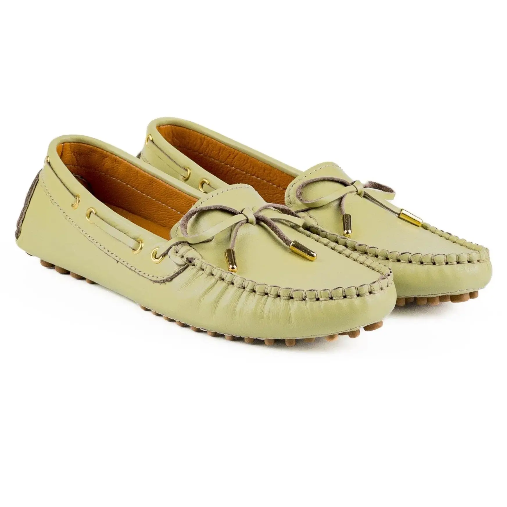 Light Blue Green and Beige Genuine Leather Loafer Women\'s Shoes Crampon Sole Fancy Lace-up Slip-on Handmade in Turkey