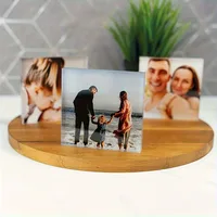 A Custom Acrylic Desktop Decoration with Personalized Photo Options, Including Artistic Images, Couple Portraits, and Family Pho 2