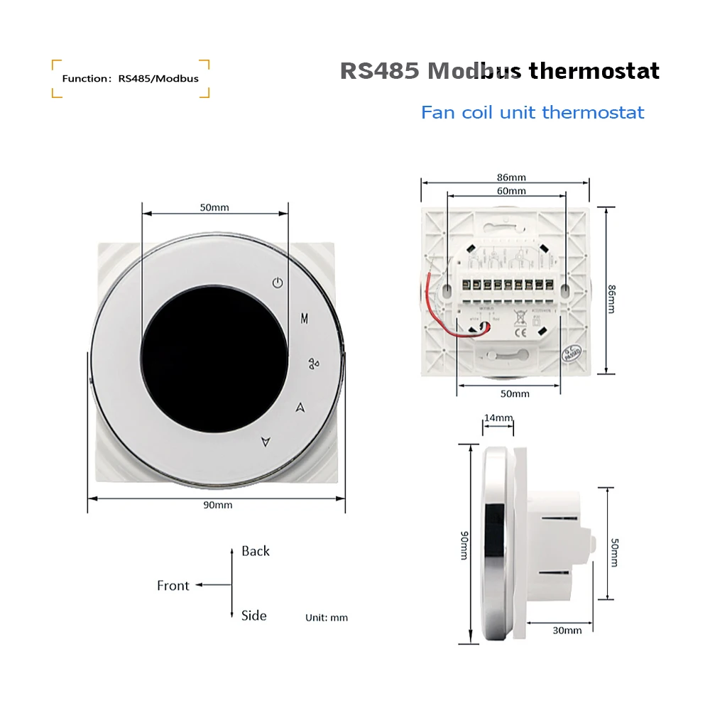 RS485 ısıtma termostatı 2P/4P fan coil sıcaklık regülatörü ısıtma ve soğutma için 24VAC 95-240VAC isteğe bağlı