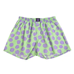 Pure Cotton Boxer Shorts Panties For Men And Women Purple Polka Dots Pattern Comfortable Breathable Shorts For Home Leisure