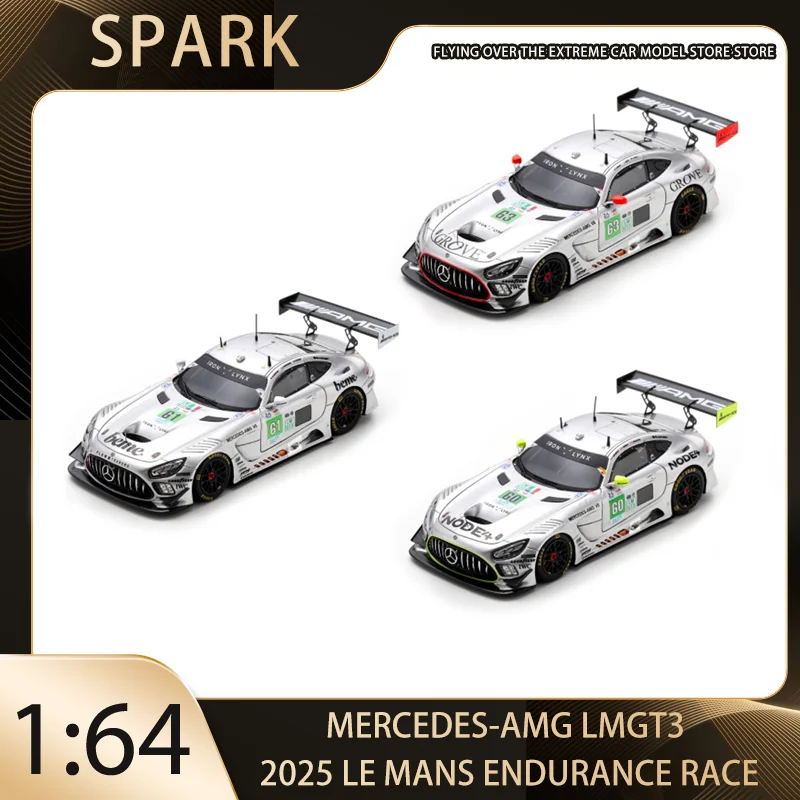 

Spark 1:64 Mercedes-AMG LMGT3 No.60 No.61 No63 IRON LYNX Le Mans 24H 2025 Литая под давлением модель автомобиля из сплава премиум-класса Коллекционная игрушка