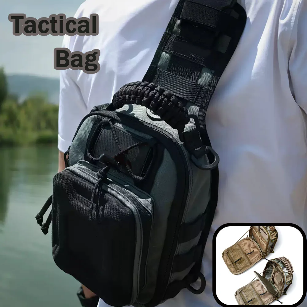Tactical Hard-Shell Chest Pack Water-resistant Men's Multi-Functional Single-shoulder Crossbody Bag for Outdoor Cycling Travel
