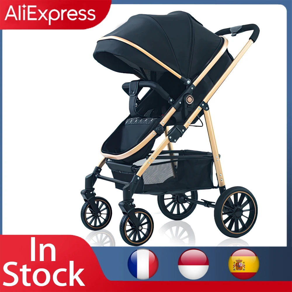 Baby Stroller 3 in 1 Luxurious Portable Baby Carriage Fold Pram High Landscape Aluminum Frame Newborn Infant Stroller