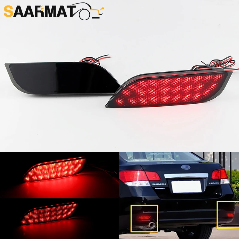 2PCS 12V For Subaru Impreza WRX STi XV Crosstrek Red LED Bumper Reflectors Lights, Function as Rear Fog Lights Brake/Tail lights