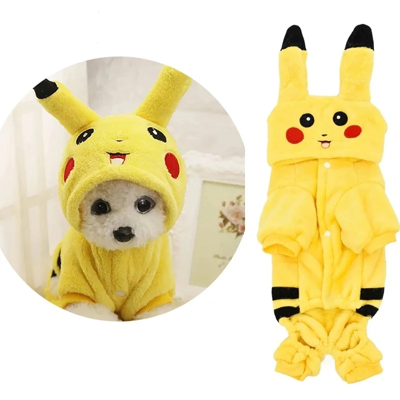 Costume de chat de dessin animé, vêtements de Cosplay pour animaux de compagnie avec bouton, manteau polaire d'hiver pour chats, pyjama de maison, manteau à capuche pour chien, mignon pour chiens de