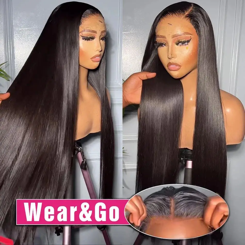 

Wear And Go 13x4 Bone Straight Glueless Wig Human Hair Ready To Wear Brazilian Lace Closure Frontal Wigs For Women Pre-plucked