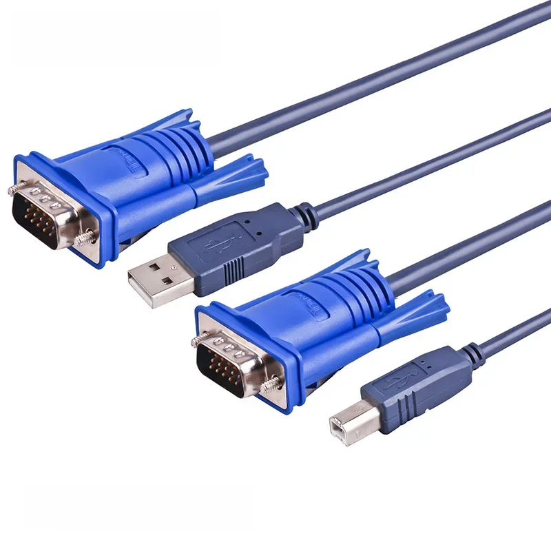 1.5M/3M 5/10FT Stopki 2 w 1 USB 2.0 Typ A do B 4Pin KVM Standardowy kabel przełączający VGA SVGA 15 Pin do monitora drukarki komputerowej PC — zdjęcie produktu 4