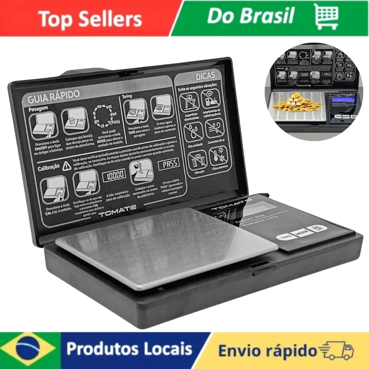 Balança Digital De Precisão 500g Com Display Iluminado Alta Sensibilidade E Design Portátil