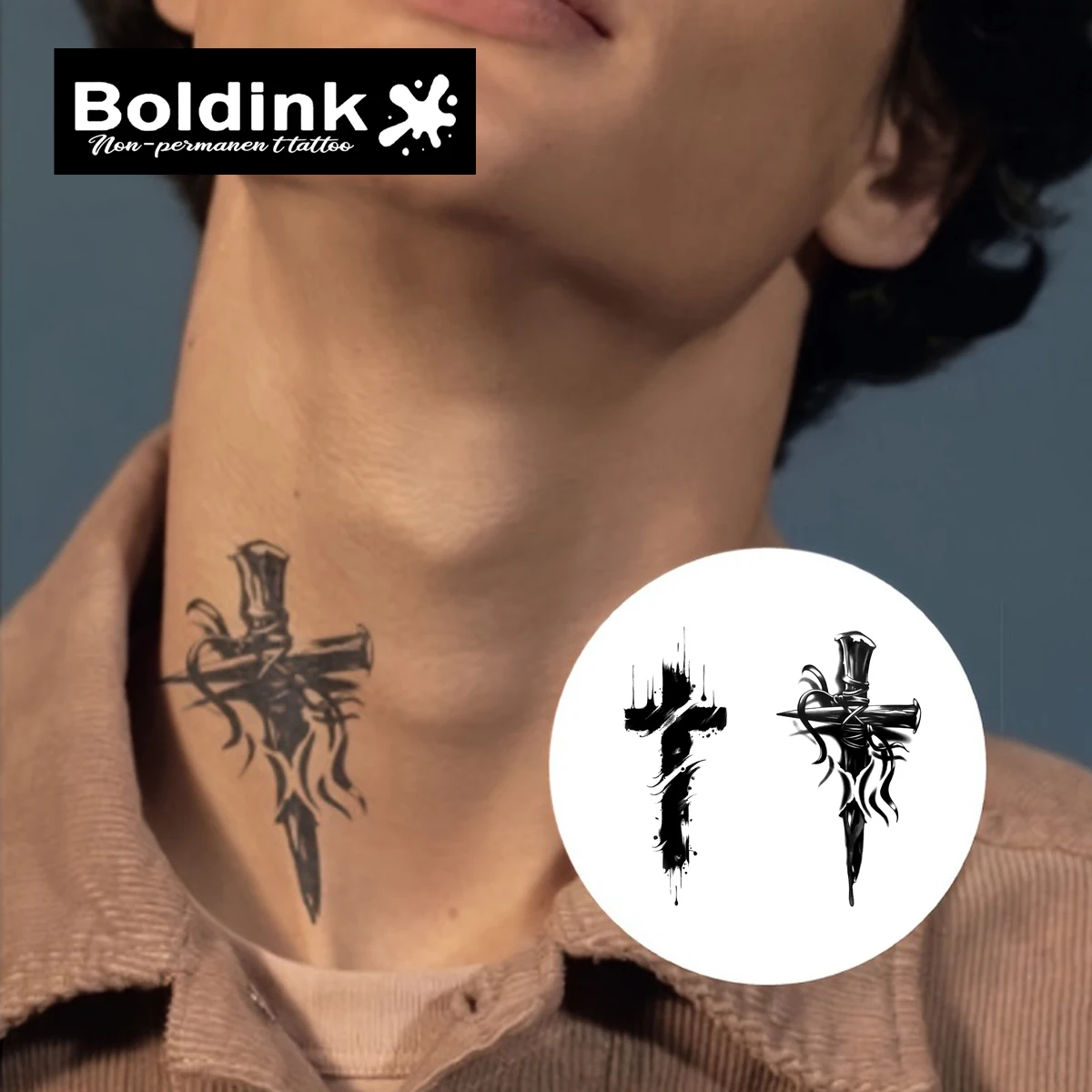 Halloween Cross Temporary Tattoo,Lasts To 15 Days New Technology Magic Waterproof Semi Permanent Sticker.