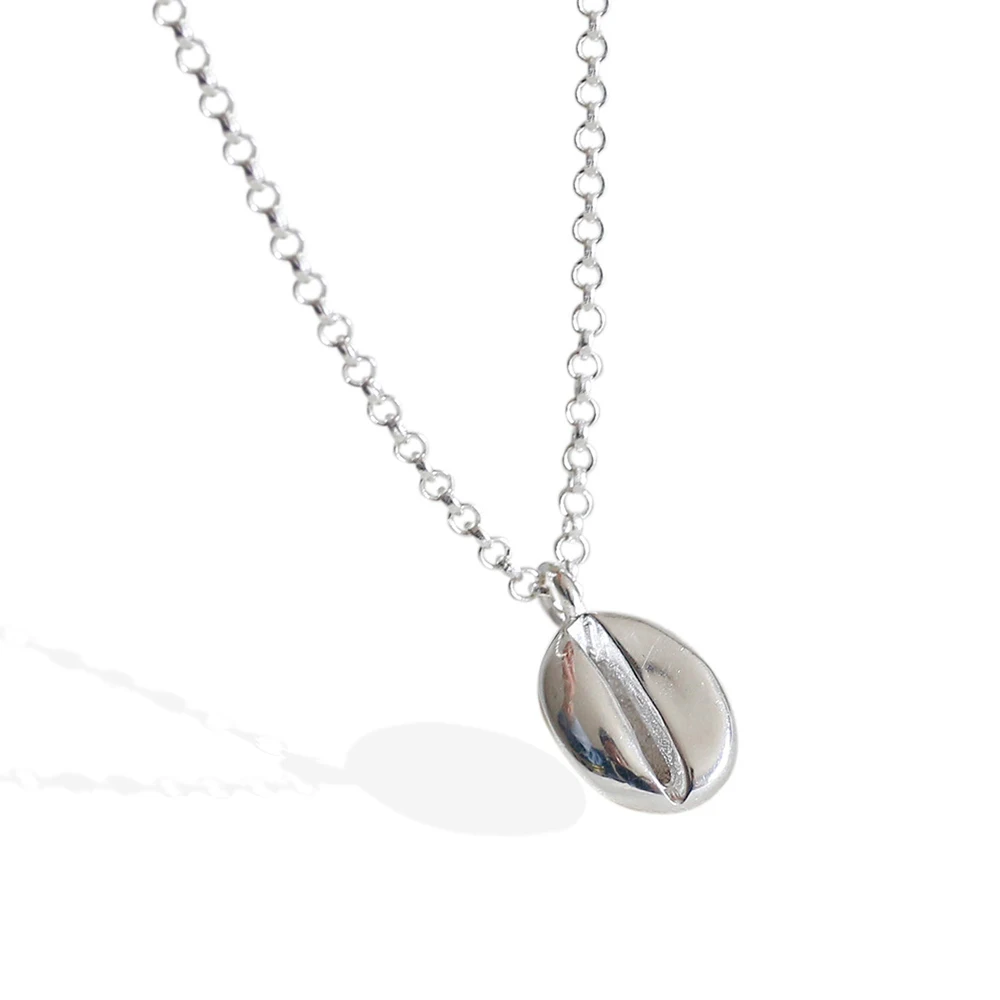 

Woman Genuine S925 Sterling Silver Coffee Bean Pendant Necklace Chain Coffee bean necklace available in s925 sterling silver