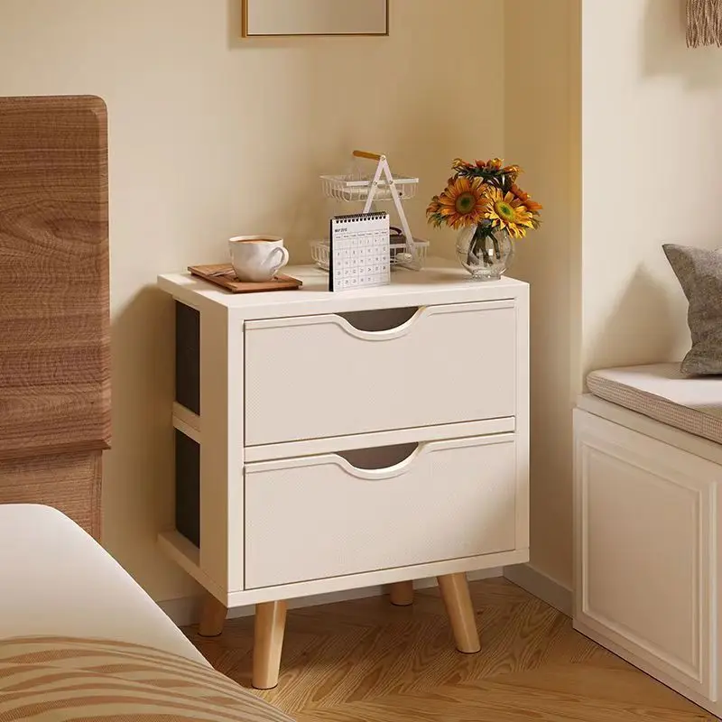 Wood niche drawer bedside table shelf