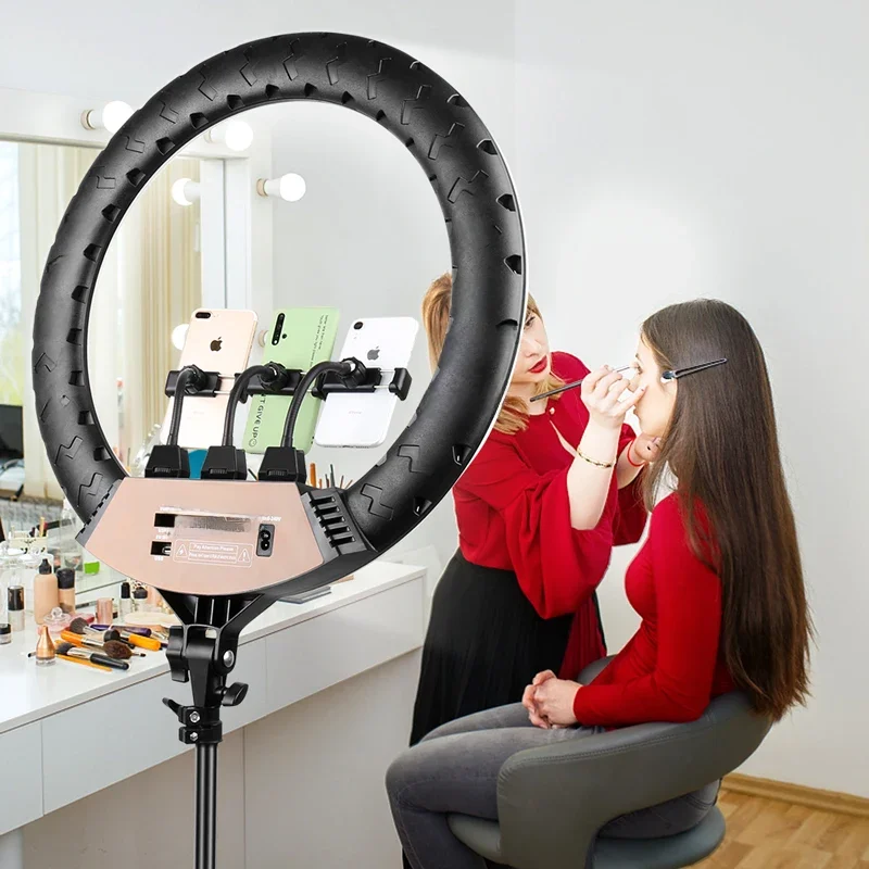 22 "LED-lichtringen 3200-6500K Kleurtemperatuur 0-100% helderheid met 2M voedingskabel Lamp voor make-up / fotostudio-opnamen - afbeelding 2