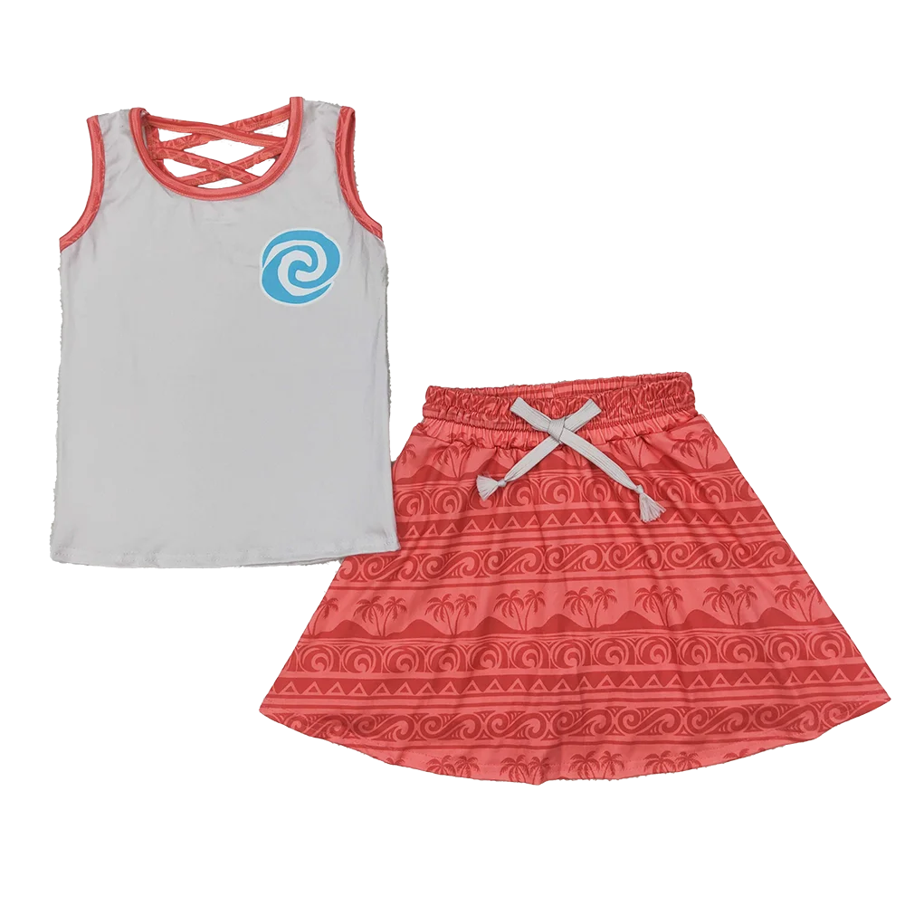 

GSD2073 Baby Girls Summer Outfits Baby Girls Island Princess Shirt Skirt Clothes Sets