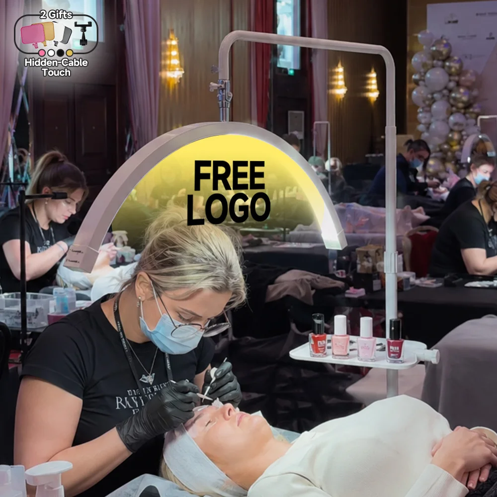 Versteckte Kabellose LOGO-Wimpernverlängerungs-Schönheitslampe Halbmond-LED-Stehleuchte für Wimpern-Techniker Salon Spa Studio Ausstattung