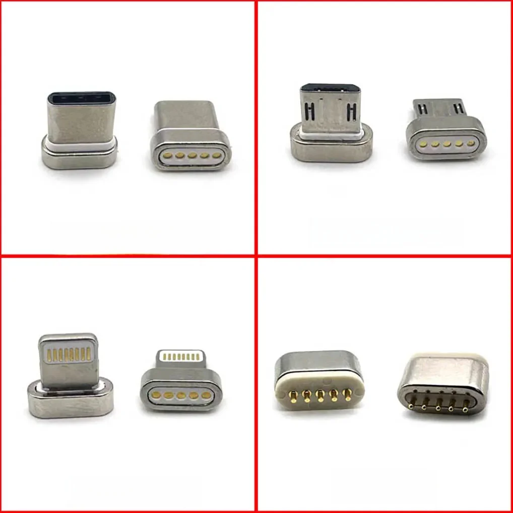Pour 5pin Charge rapide câble magnétique prise conseils Type C Micro USB C fiches Charge rapide aimant chargeur prise pour iPhone Xiaomi