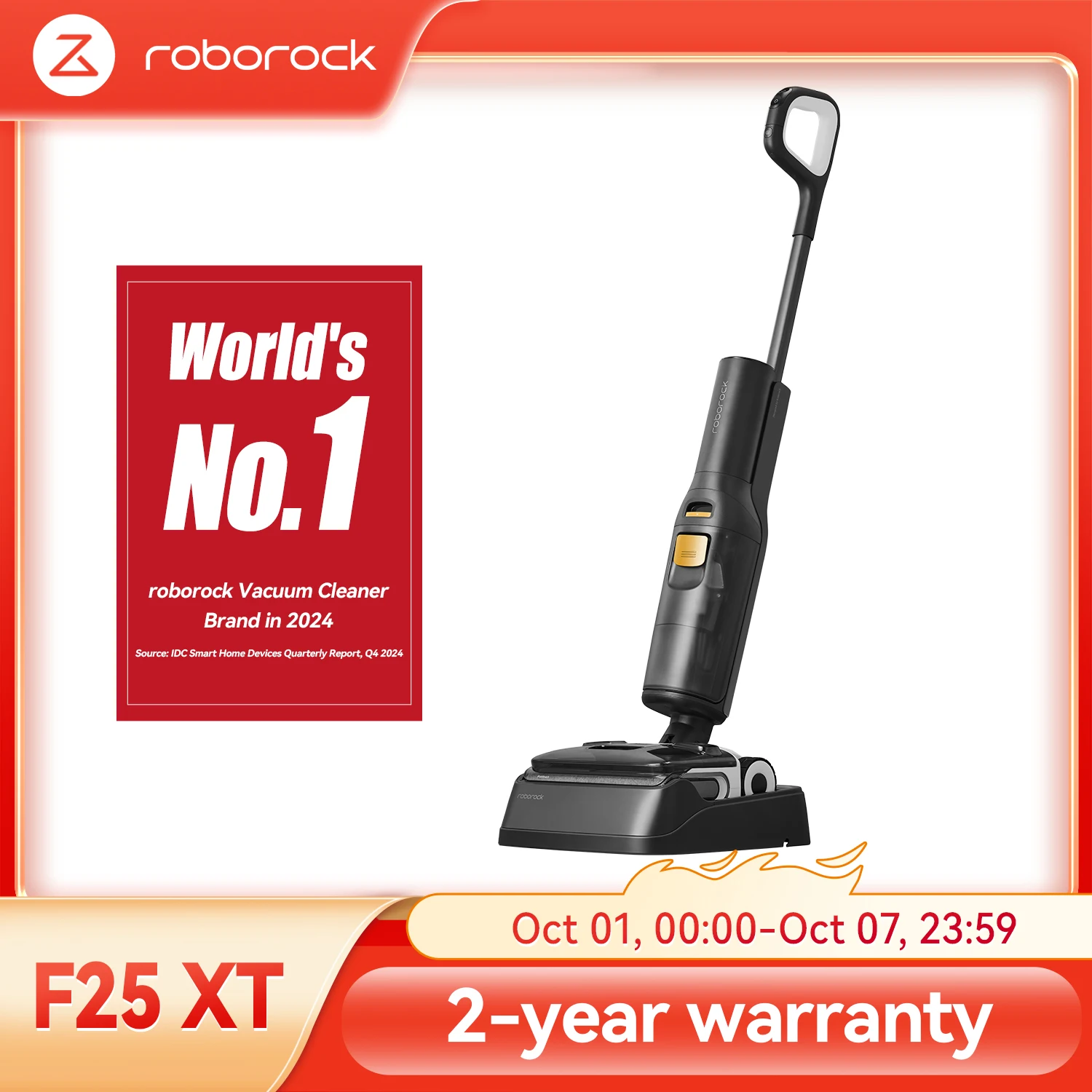 roborock F25 XT Aspirateur eau et poussière, puissance d’aspiration de 20 000 Pa, roues assistées par IA, sans enchevêtrement, séchage à air chaud à 90 °C, détection de la saleté, avec application et Wi-Fi