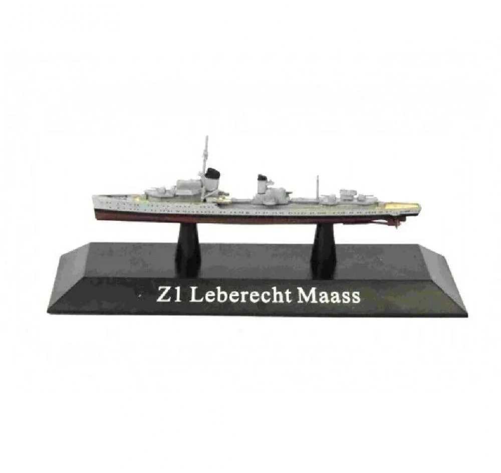 Deagostini, *26 Z1 Lebercht Maass Destroyer Allemagne Seconde Guerre mondiale, Miniature en métal moulé sous pression, Échelle 1:1250, Environ : 9-12 cm, Collection de navires de guerre, Emballage d'origine sous blister, Base d'identification du nom