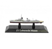 DeAgostini warship Z1 Lebercht Maass miniature Diecast collectible 1:1250 scale Aporx 9-12 cms Kriegsschiffe Collection boats German Kriegsmarine 1935-45 Blister Original packing pedestal with name