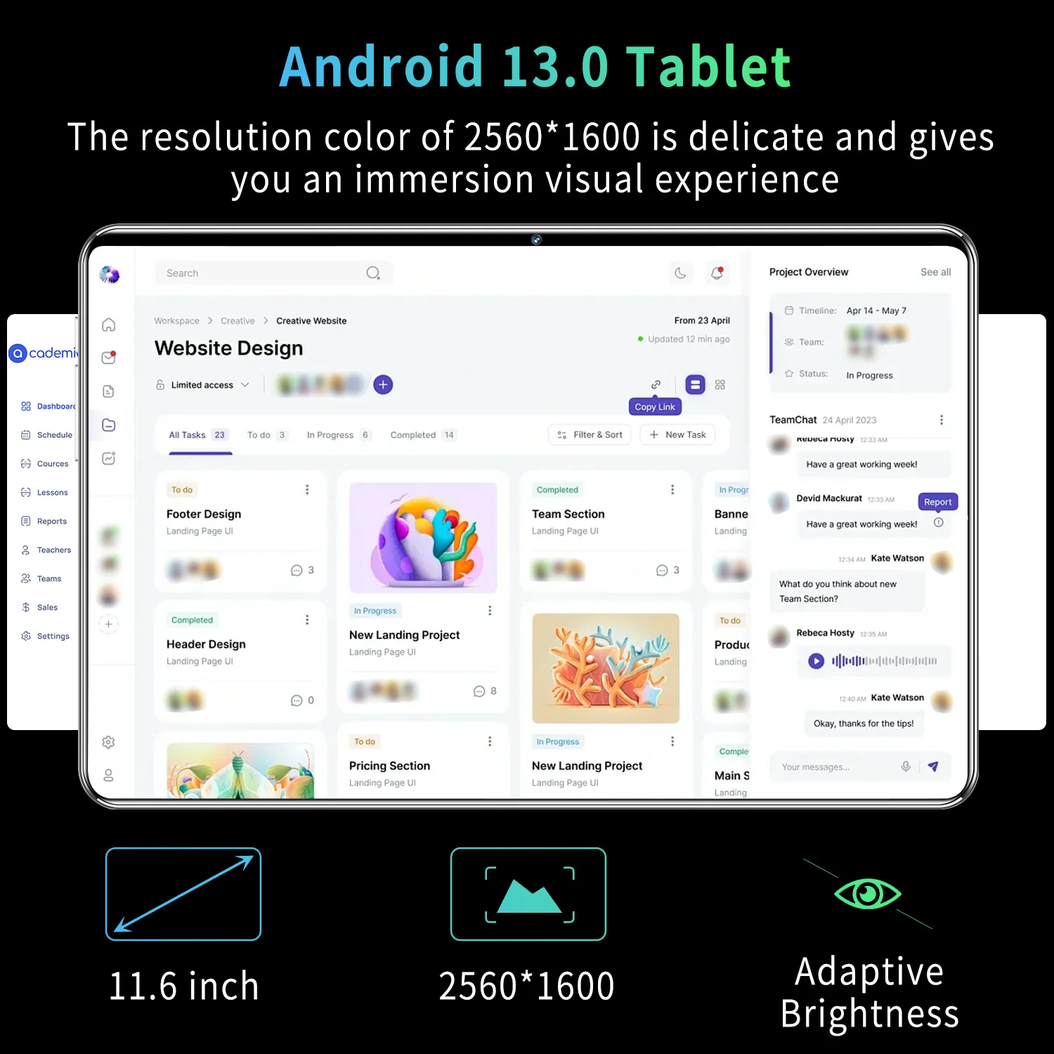 Tablet 11.6 Inch Android 13 Tablets, 16GB RAM 1TB ROM, 12000mAh Battery 10 Core IPS HD Touch Screen Tablets FD65362862