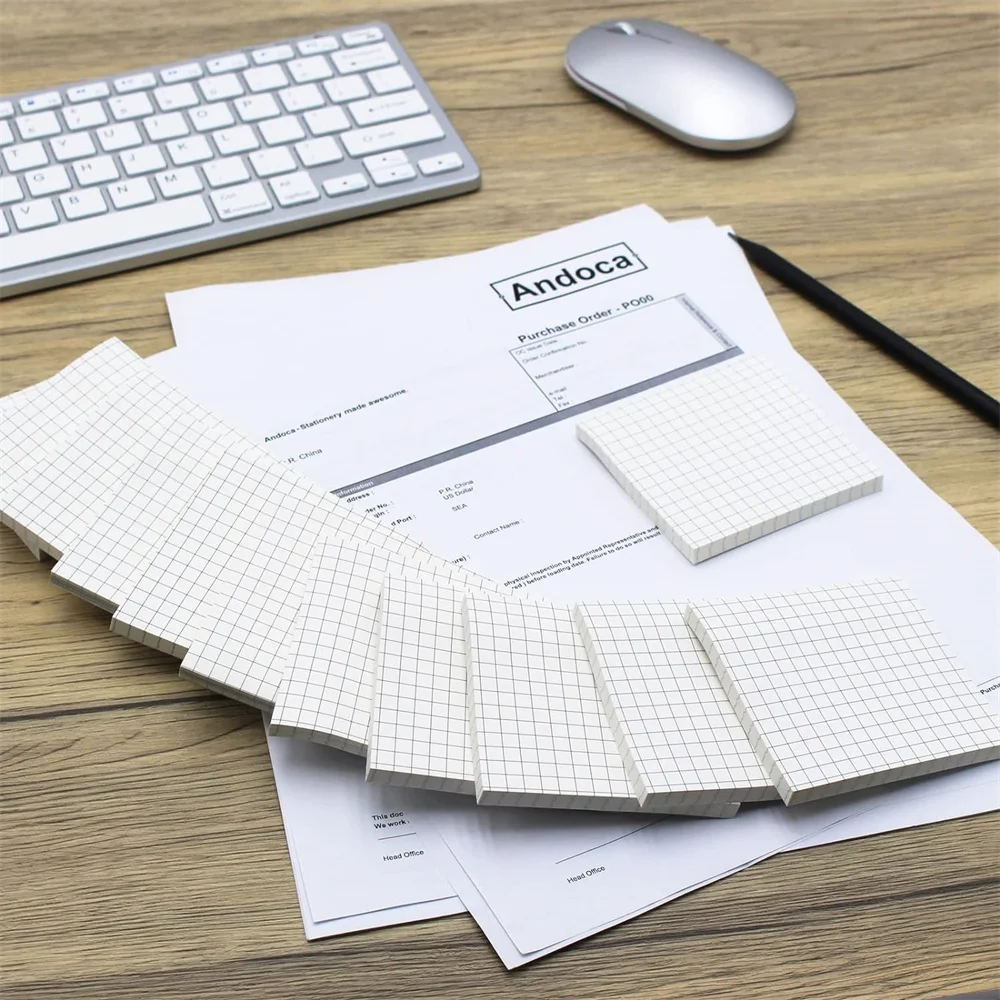 1PC Lined Grid Sticky Notes,3x3 Inch, Self-Stick Notes, Easy to Post for School, Office, Notebook, White Color Pads/Pack