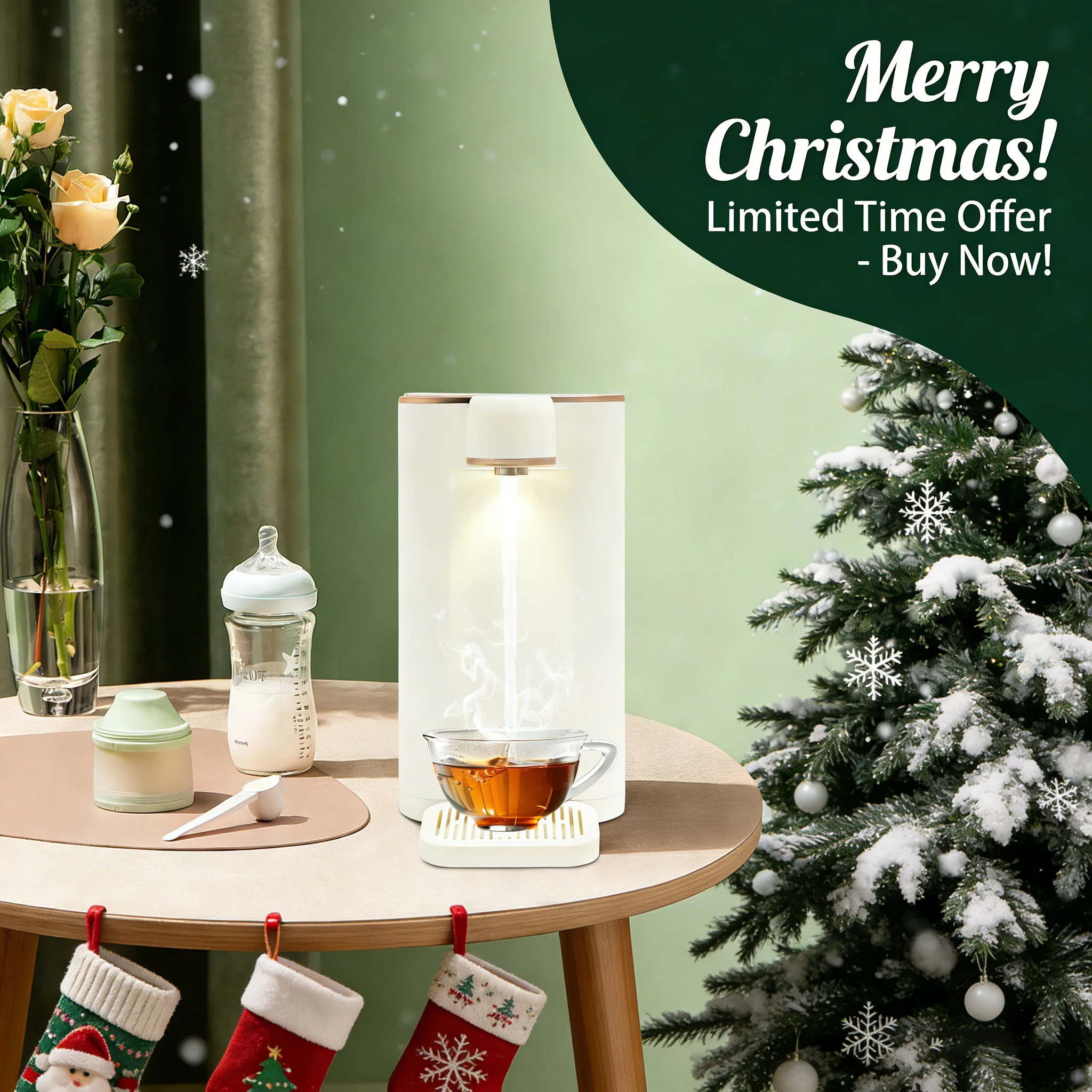 

Instant Hot Water Dispenser with Filter & Tea Stand, Milk White Smart Electric Kettle, Precise Water Dispensing, Christmas Sale