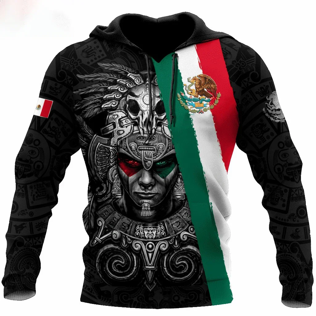 Mexican Hoodies Men's Hoodie 3D Print Mexico Flag Tops Autumn Long Sleeved Streetwear Designer Hooded Hoodie For Men Clothing