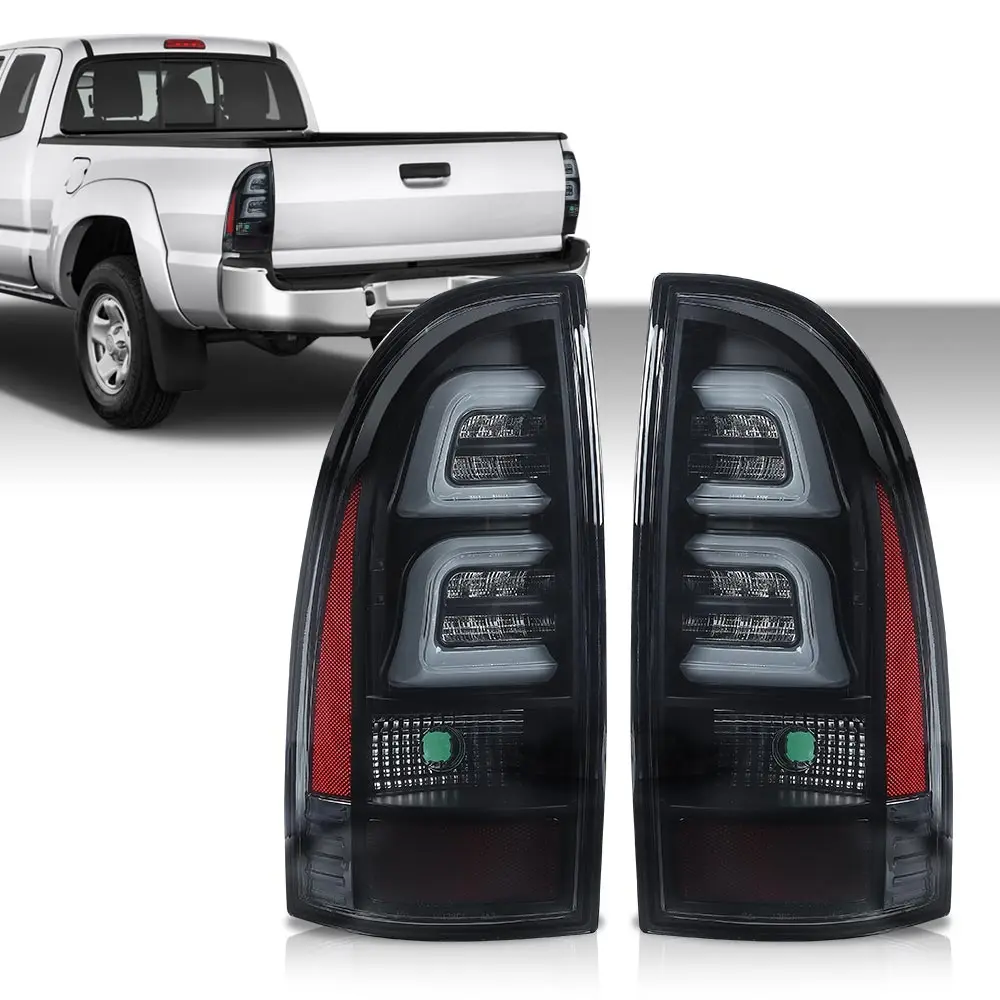 

[3D Led Tube Bar] 1 Pair Tail Light Black Brake Parking Lamp Fit for 05-15 Toyota Tacoma