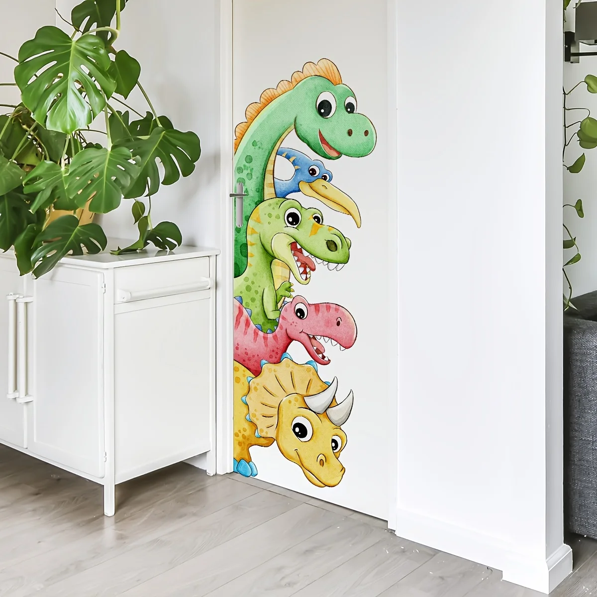 1Pc Hand-Painted Dinosaur Cartoon Wall Sticker, Self-Adhesive Pvc Home Decor DIY Sticker, Suitable for Study Room, Cabinet, Living Room, Bedroom, Dining Room, Bathroom, Entryway, Doors, Windows, and Wall Decals, Easily Create a Warm and Fun Space, a Creative and Thoughtful Gift for Family, Friends, and Loved Ones