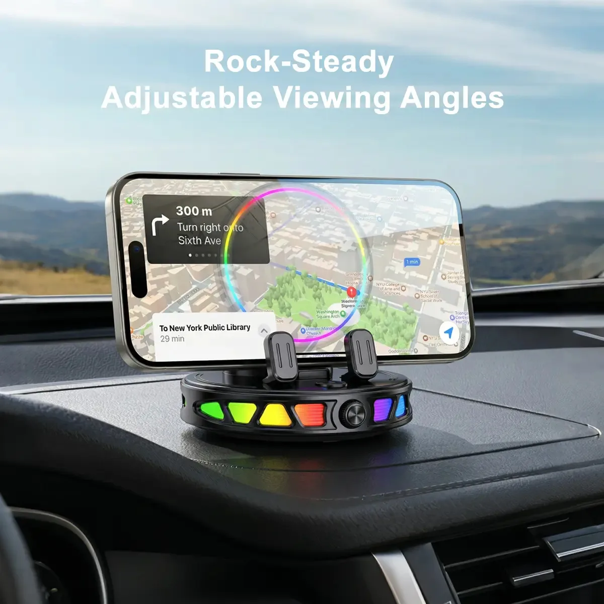 

360° Rotating Car Phone Mount Adjustable Suction Cup Holder Hands-Free Dashboard Stand for iPhone 15 14 Samsung