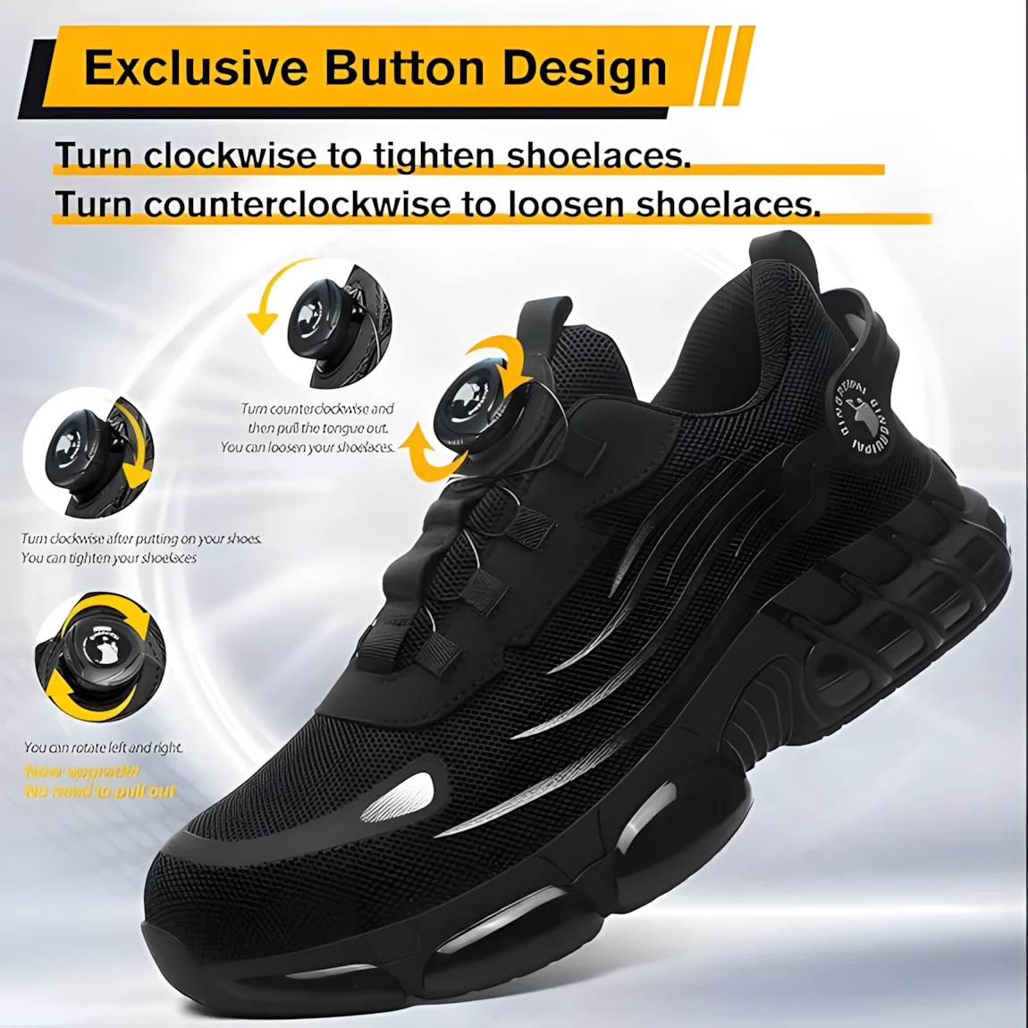 

Safety Shoes with Knob Adjustment for Men & Women - Steel Toe Sneakers New for 2026, Non slip Resistant Work Shoes, Lightweight