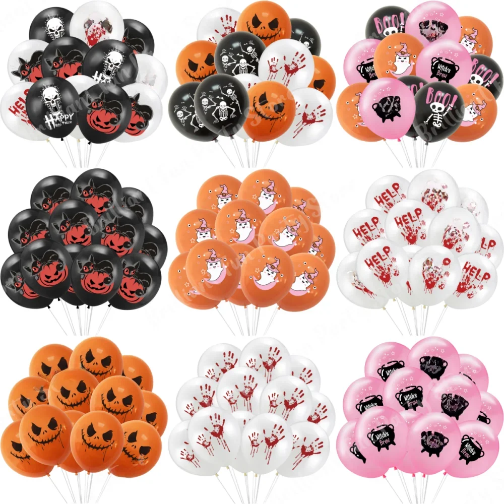 Balony na Halloween 12 cali Czarny Pomarańczowy Biały Różowy Balon lateksowy na Halloween Wydarzenia świąteczne Ulubione przyjęcia Materiały dekoracyjne — 2