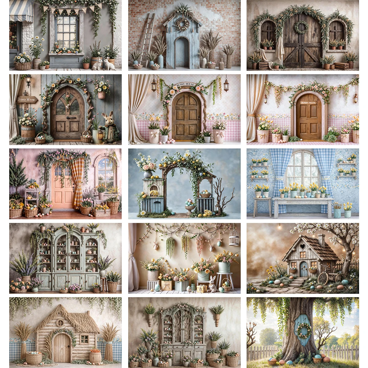 

Пасхальные цветочные фоновые панно для дверей, для детской и взрослой фотосъемки, для фотосессий с тортами, яйцами, деревнями, окнами, деревьями
